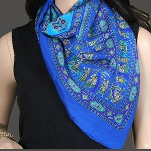 Pure crepe silk large square printed scarf